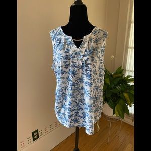 Palm Grove Sleeveless Palm Print Shirt - Size XL - NWT